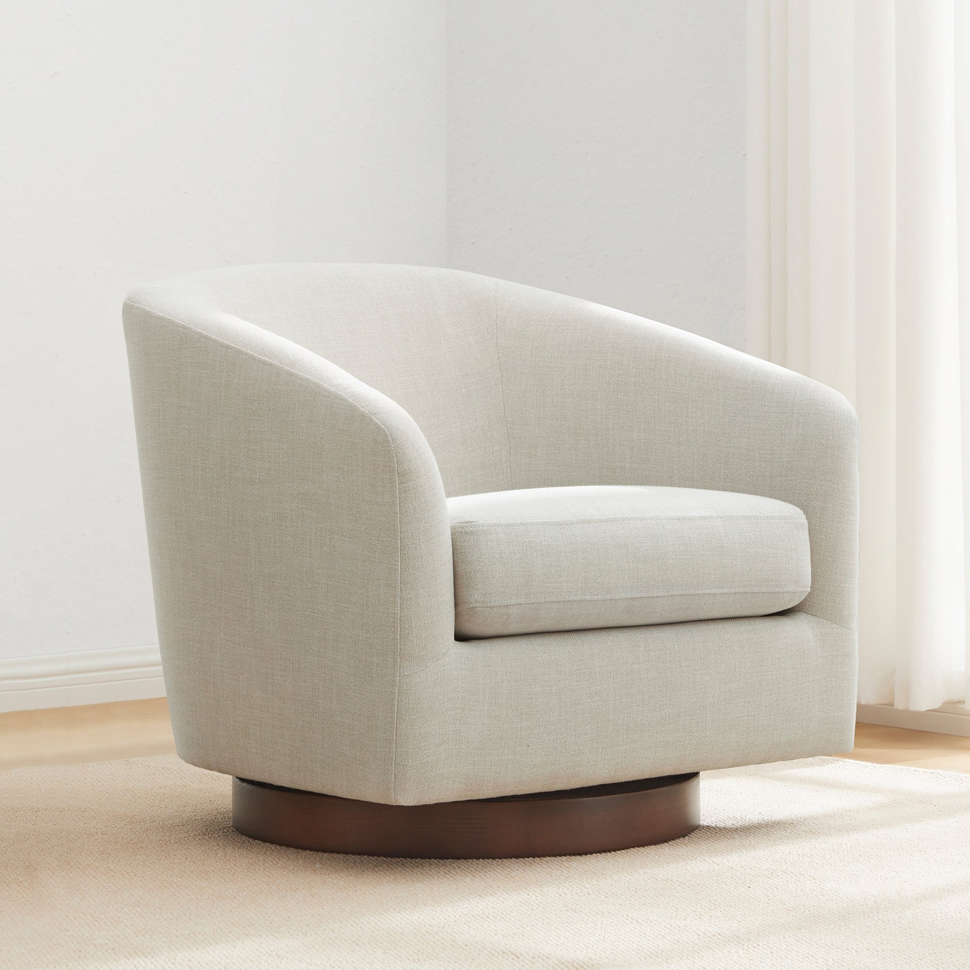 Circle 55 31.10-in W Modern Linen Swivel Accent Armchair