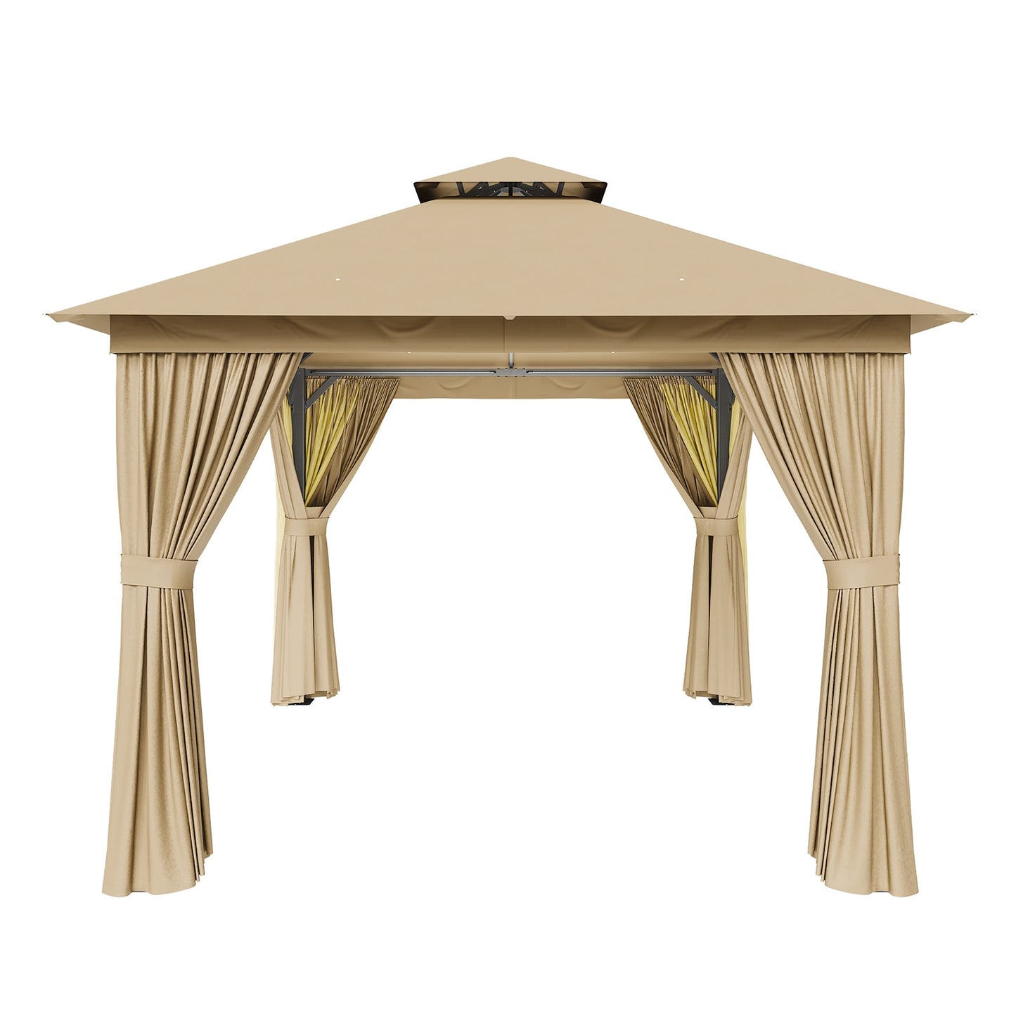 AOXUN 10-ft x 10-ft Outdoor Gazebos Beige Gazebo with Soft Top Roof (Screen Included)