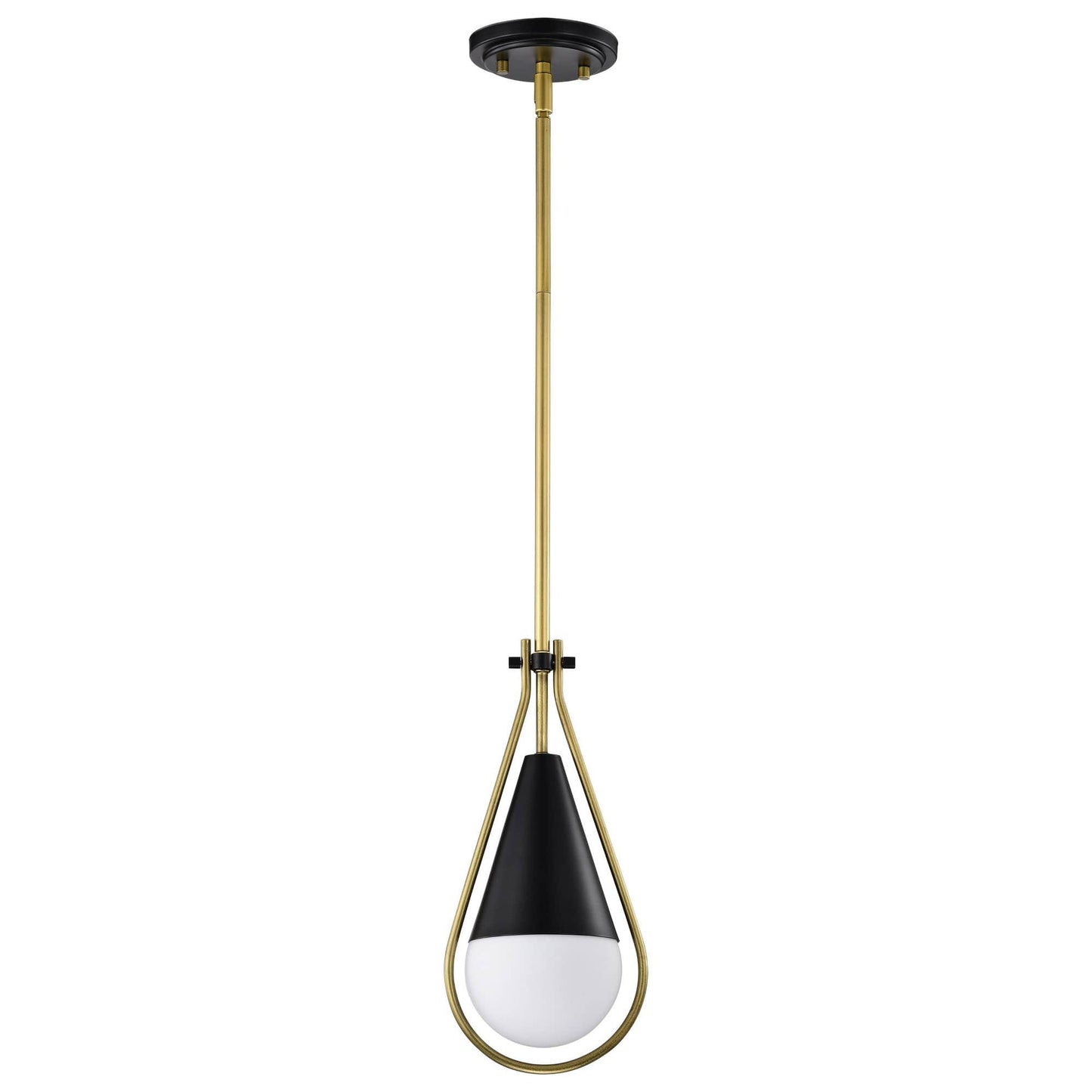 Nuvo Lighting Admiral 1 - Light Matte Black/Natural Brass Black Contemporary Steel Pendant Light