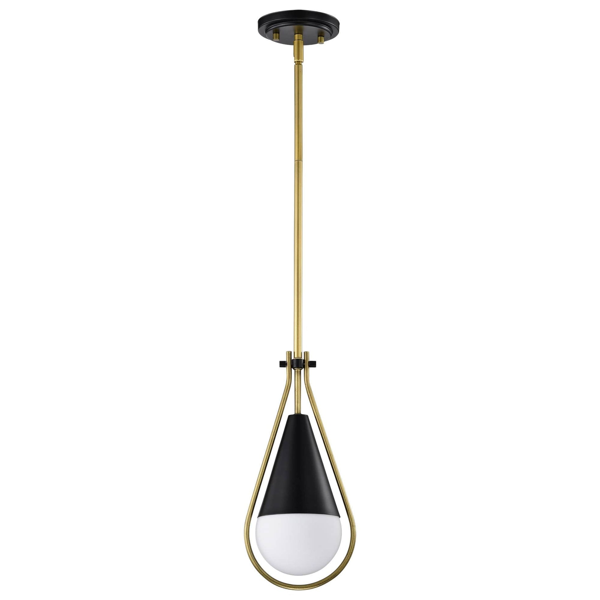 Nuvo Lighting Admiral 1 - Light Matte Black/Natural Brass Black Contemporary Steel Pendant Light