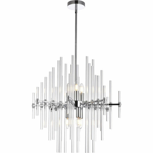 Elegant Lighting Sienna 6 - Light Chrome Modern Incandescent Crystal And Metal Pendant Light