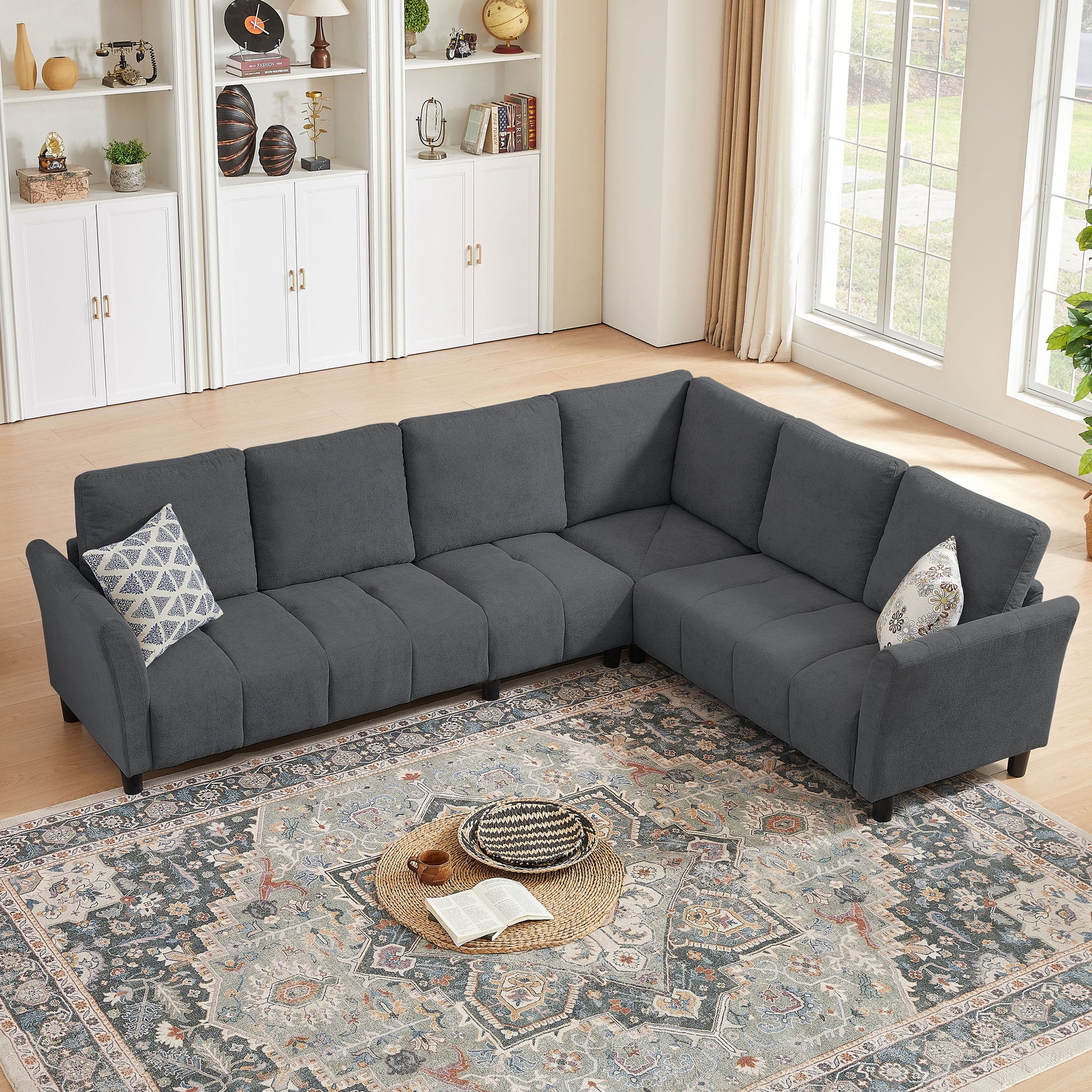 Jarenie 102.56-in W Modern Dark Grey 6+seats Sofa