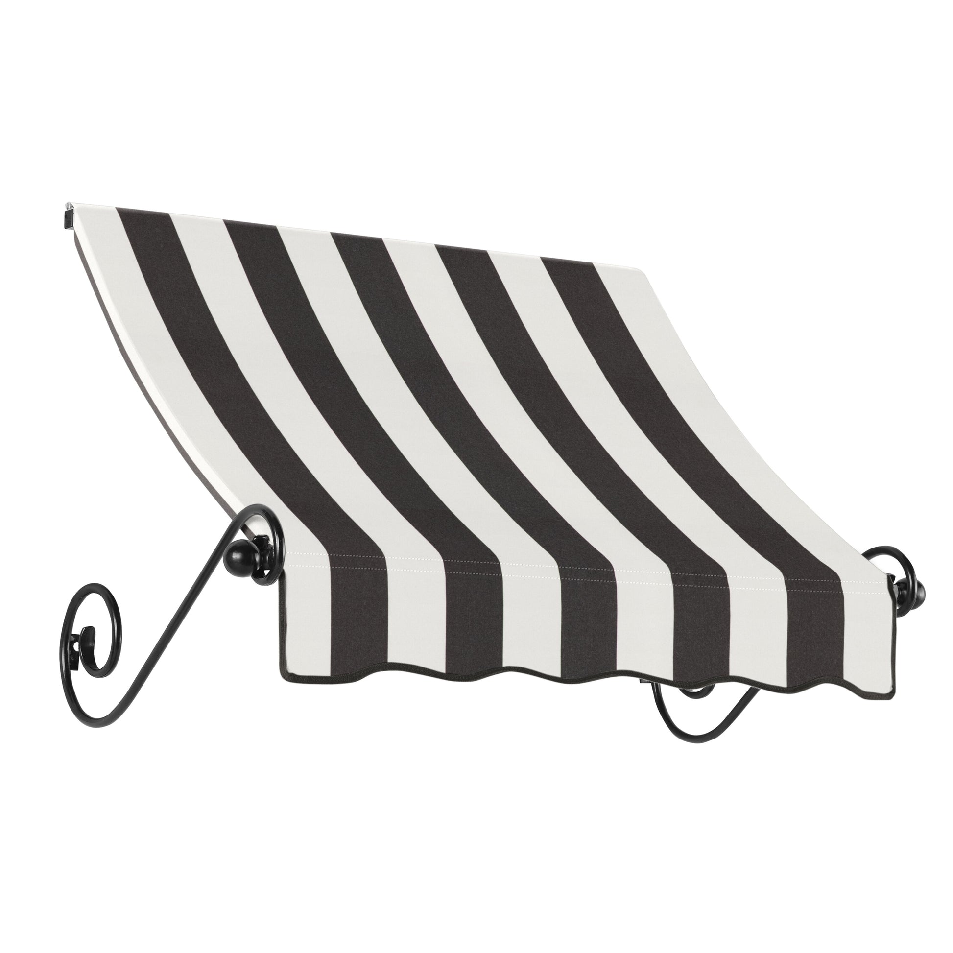 Awntech Charleston 40.5-in Wide x 36-in Projection x 36-in Height Fabric Black/White Stripe Striped Fixed Window/Door Awning
