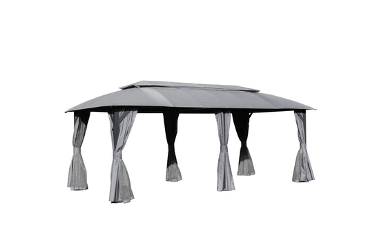 CESICIA 20-ft x 10-ft Gazebos Gray Gazebo with Soft Top Roof (Screen Included)