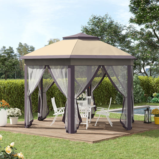 CESICIA 13-ft x 13-ft Gazebos Beige Gazebo with Soft Top Roof (Screen Included)