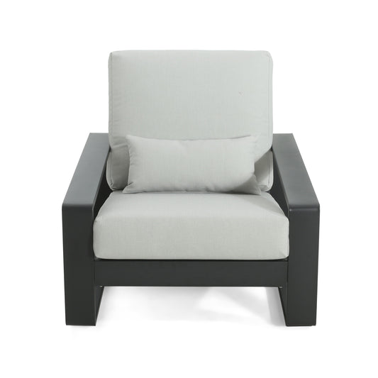 Christopher Knight Home Milo Modern Outdoor Indoor Aluminum Leisure Chair with Ergonomic Design-Black+Grey