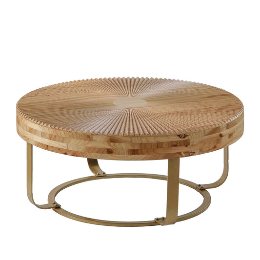SINOFURN Modern Round Wood Natural Pine 31.5-in W x 13.8-in H Coffee Table