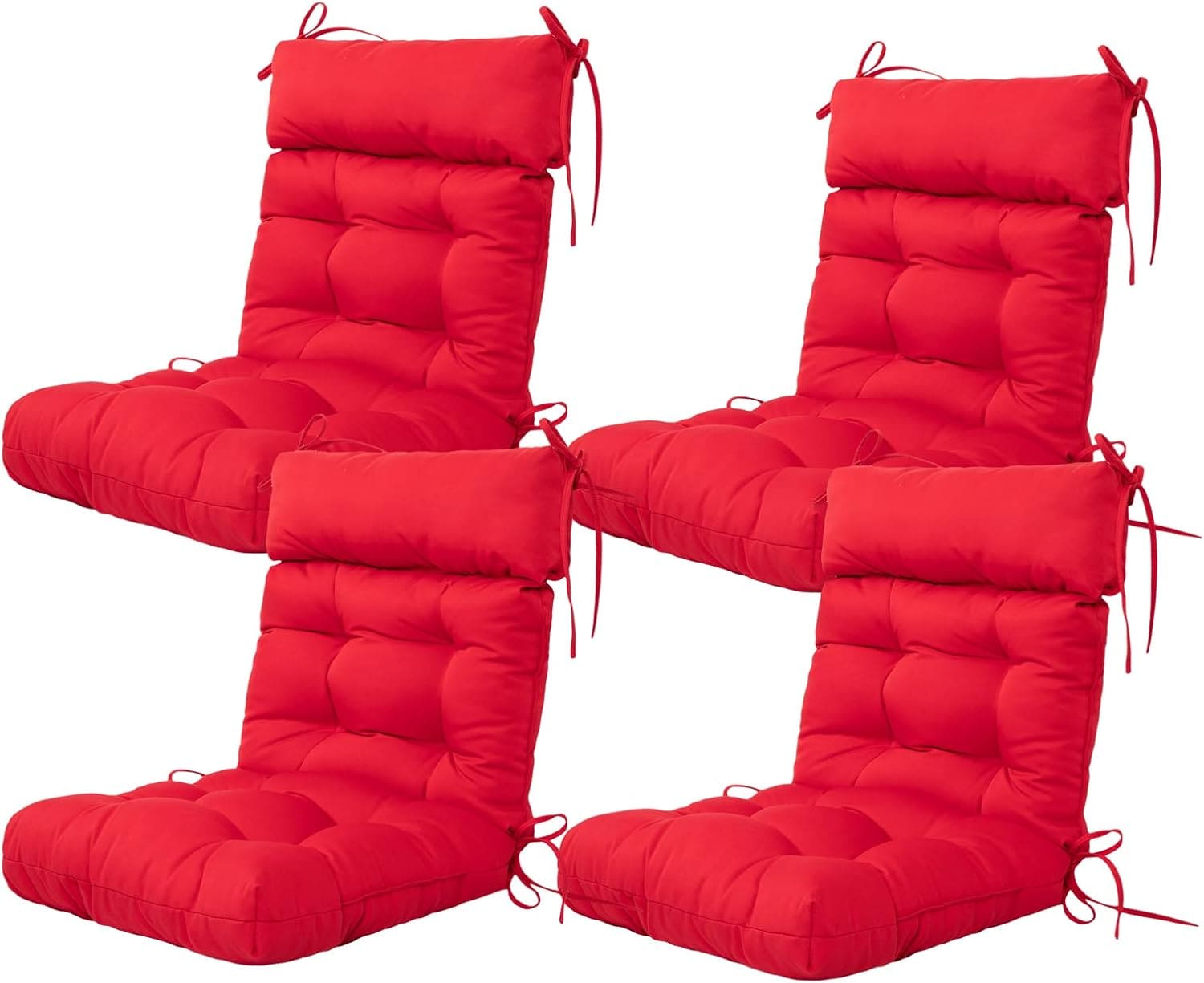 Artplan  Patio Chair Cushion Tufted Adirondack Outdoor Chair Cushion Wicker High Back Outdoor Seat Cushion Set of 4 - 21X21X4 - 4 Pack Red