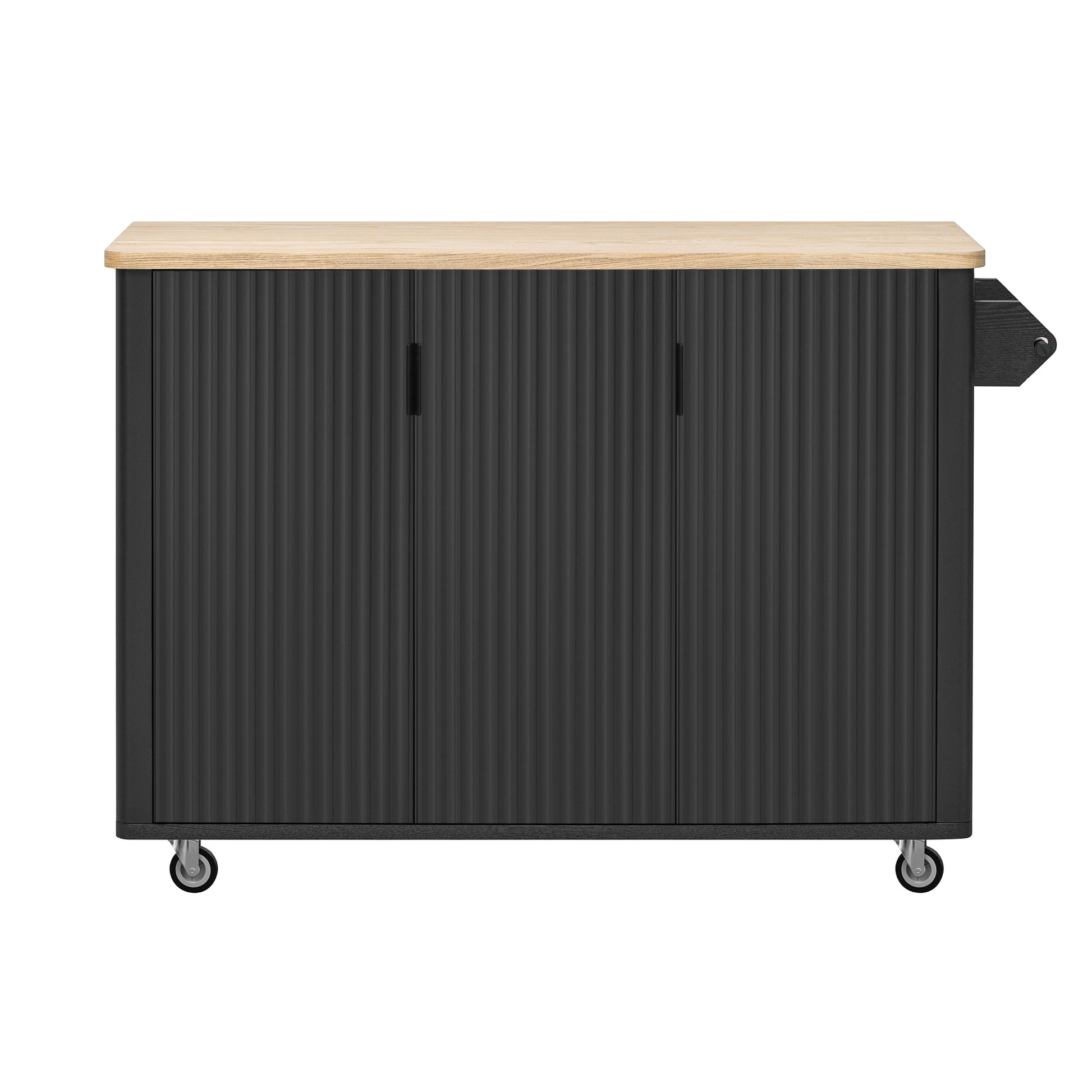 SINOFURN Black MDF Base with MDF Rolling Kitchen Cart ( 29.5-in x 51.3-in x 36.4-in )