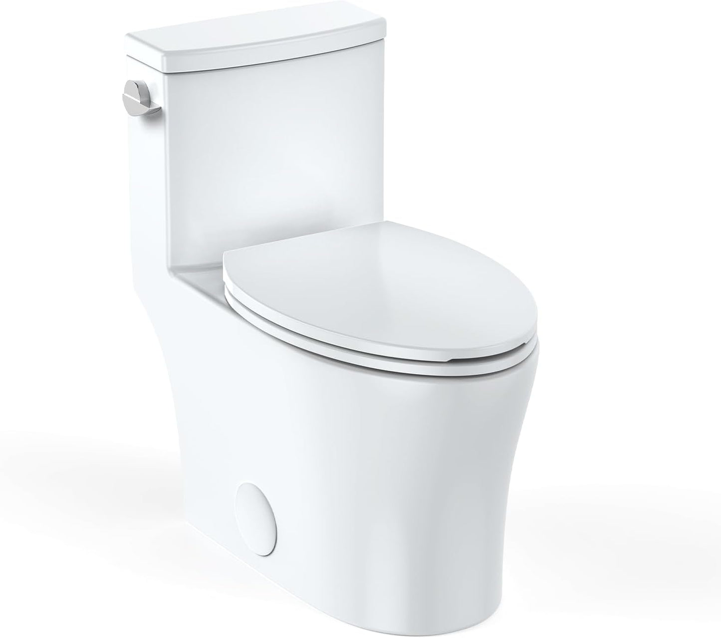 Qeetex One-Piece Toilet-Left Side Flush-Elongated Bowl-Dual Flush-Soft Close Seat-High-Efficiency Supply-White