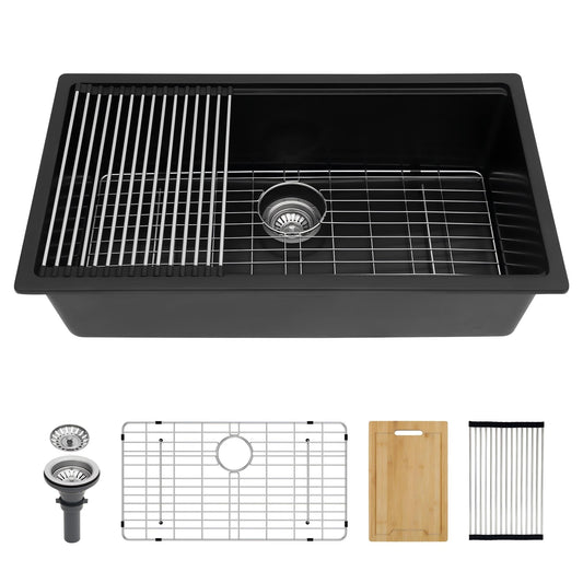 Lordear Undermount 30-in x 19-in Quartz Single bowl Kitchen Sink