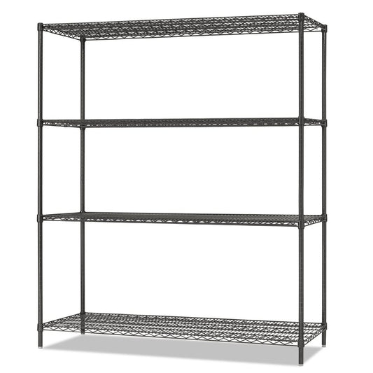 Alera 4-Shelf Wire Shelving Starter Kit - 60 x 24 x 72 inches Black Anthracite