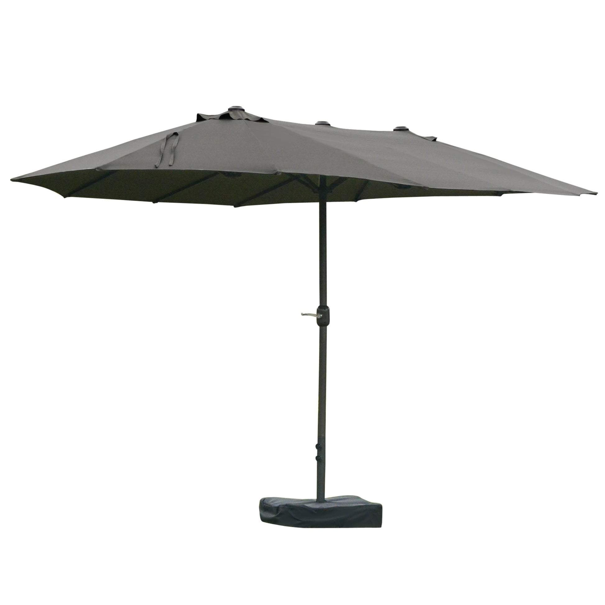Siavonce 15-ft Steel Gray Crank Market Patio Umbrella with Base