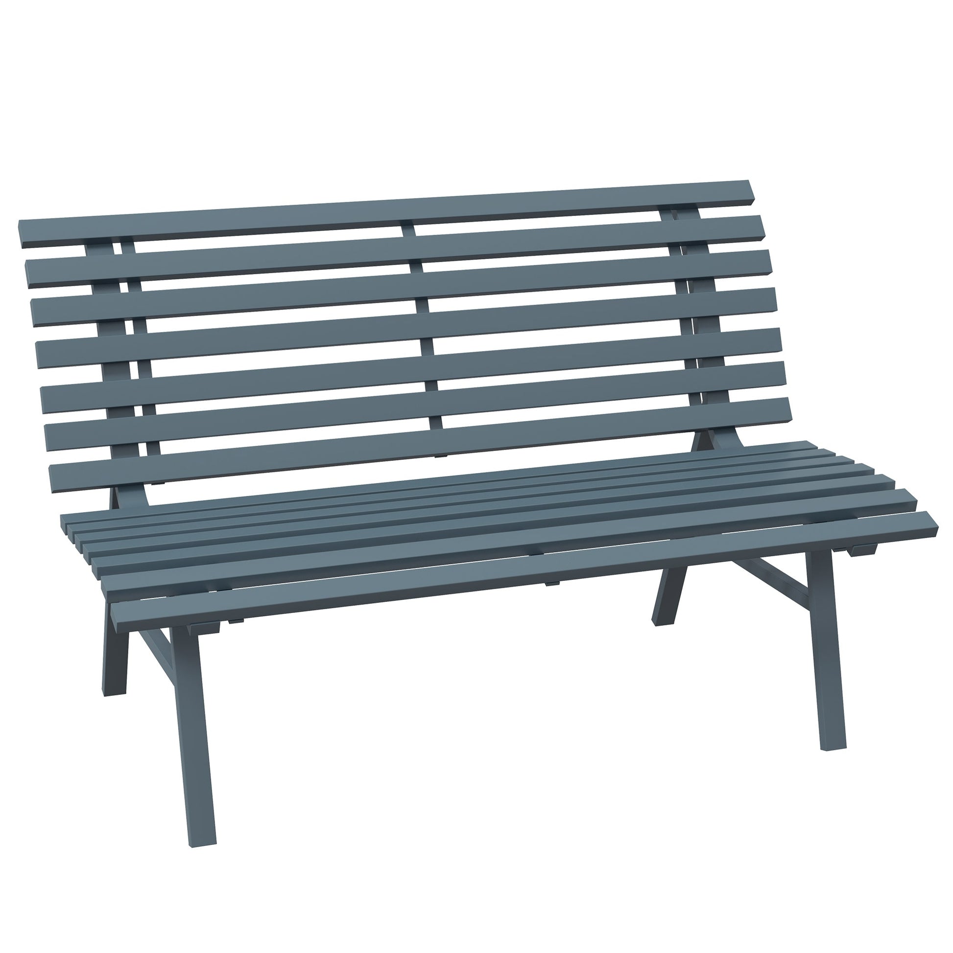 Siavonce Blue Aluminum Frame Stationary Balcony Chair with Slat Seat