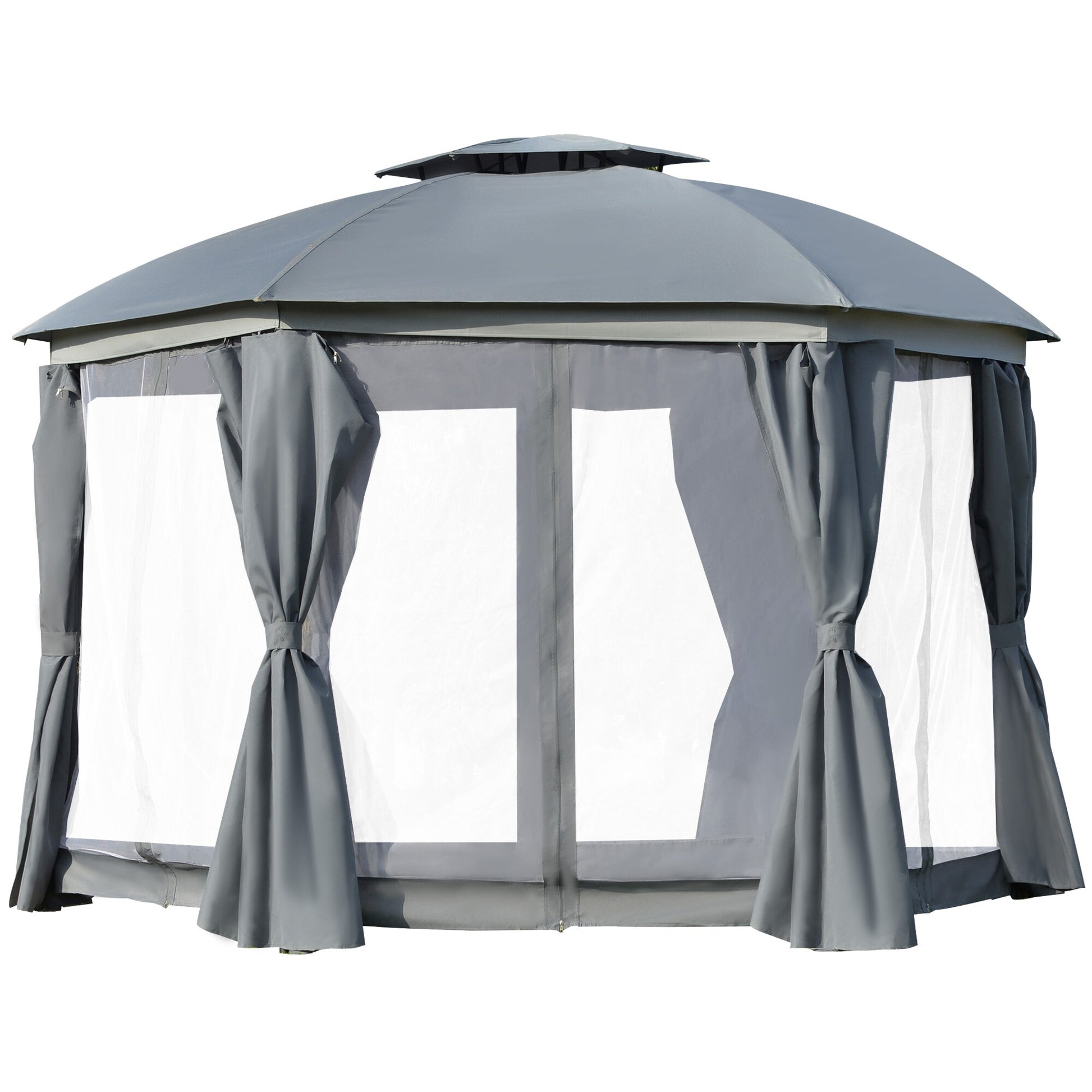 Siavonce 12-ft x 12-ft Gray Gazebo with Soft Top Roof (Screen Included)