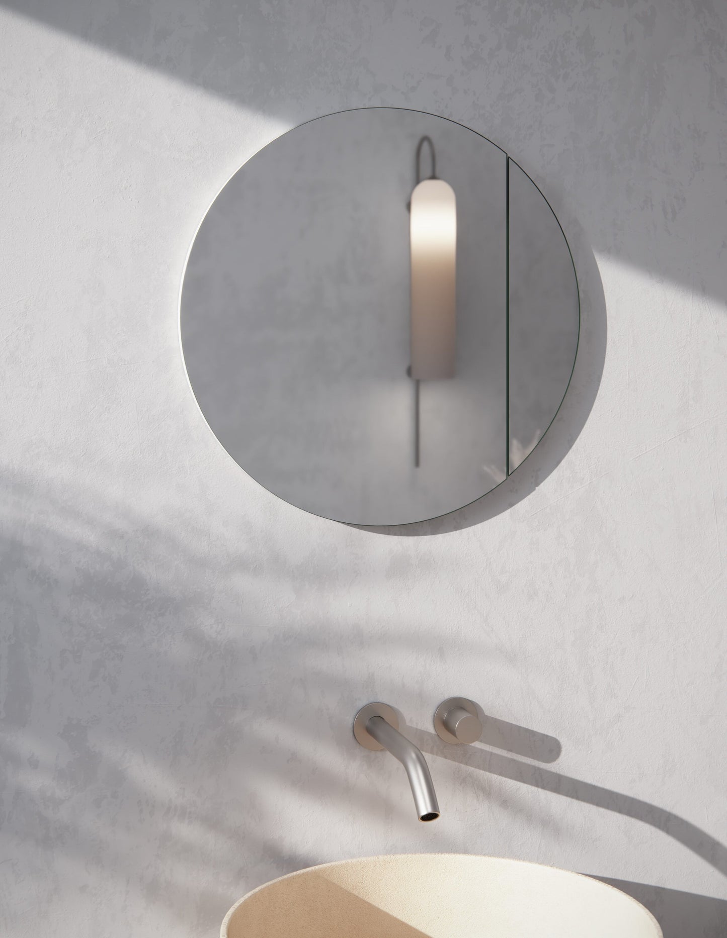 Glass Warehouse Orsa 24-in x 24-in Recessed Mount White Mirrored Round Medicine Cabinet