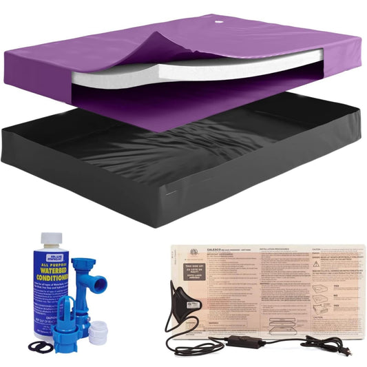 Boyd Sleep Blue Magic Size 30 Percent Semi-Waveless Waterbed Mattress Bundle with 325W Heater - Fill  and  Drain Kit -Conditioner - Stand-Up Liner - Frame Not Included - Super Single Size