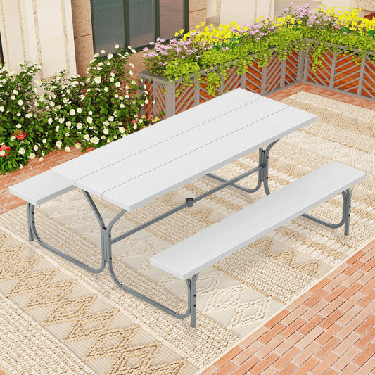 LIVIZA 72-in White Plastic Rectangle Picnic Table