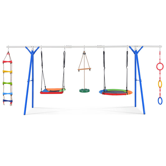 Fun Orange Kids Residential Metal Swing set with 4 Swings