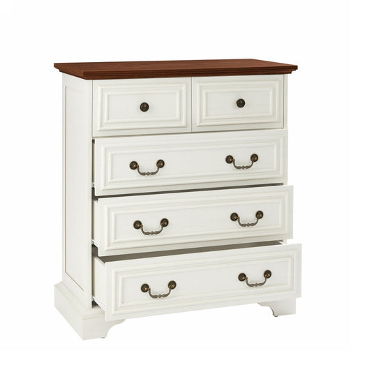 Flynama Antique Brown and White 5 -Drawer Standard dresser
