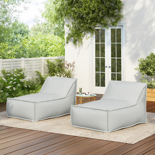 Christopher Knight Home Shanks Foam Outdoor Bean Bag Lounge Chair (Set of 2)-Light Gray