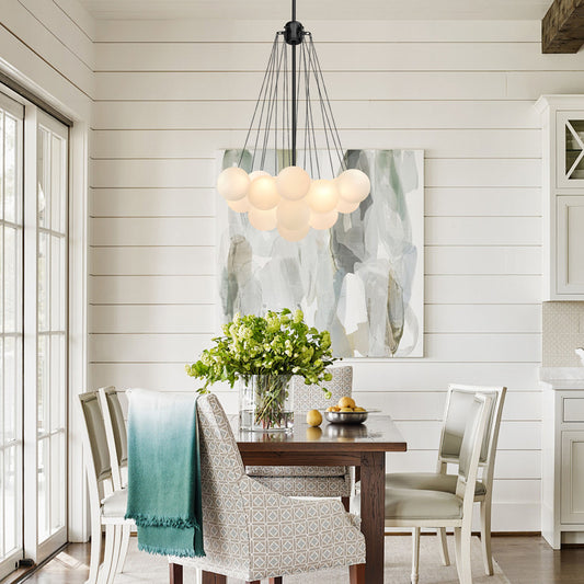 Zicbol 3 -Light Black Indoor Opal glass Glass Mixed material Chandelier