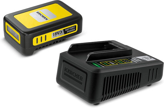 Kärcher Starter Kit Battery Power 18\/25, 18 V Battery with 2.5 Ah and Fast Charger, Compatible Garden Tools, Real Time Technology, Intelligent Cell Monitoring, Lithium-Ion Cells