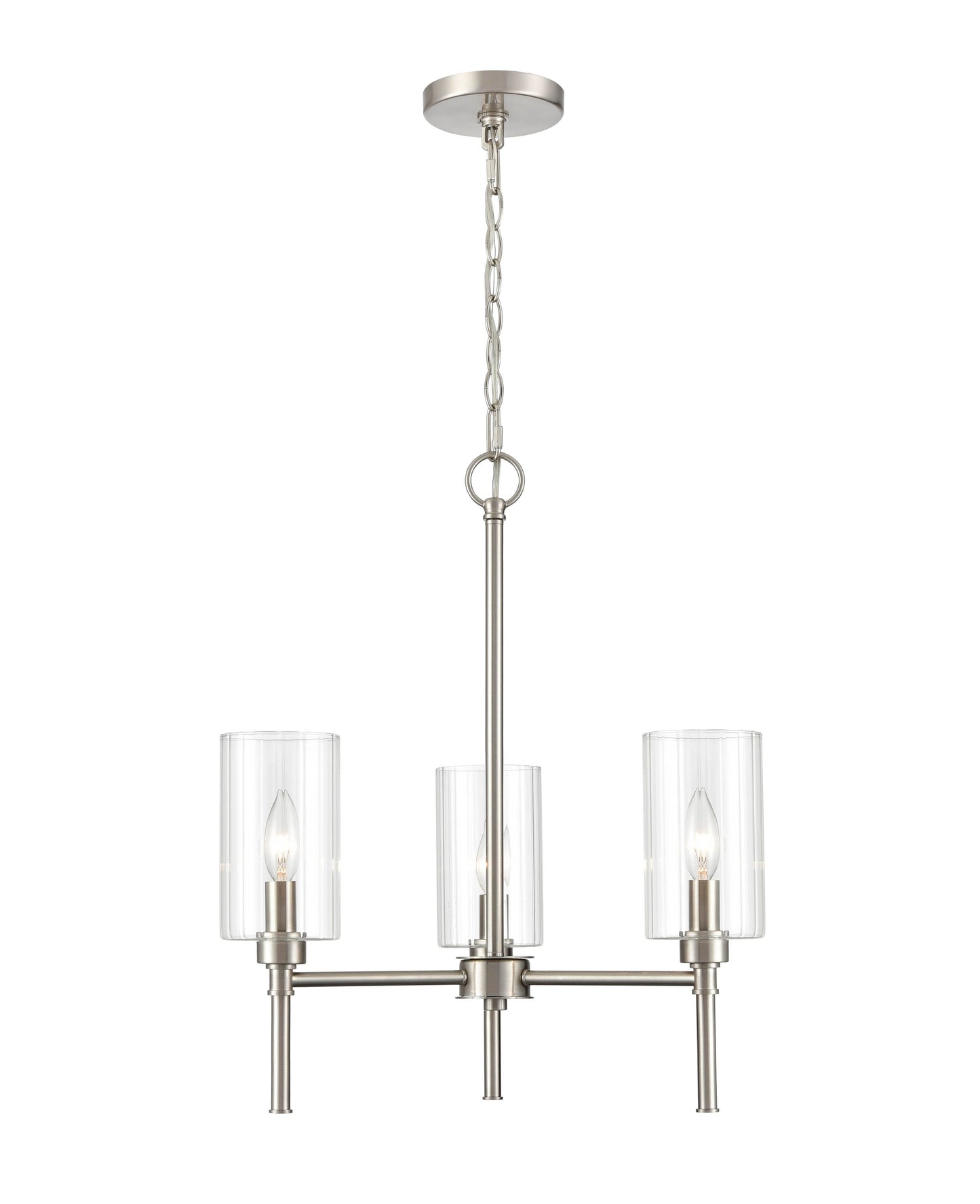 Millennium Lighting Chastine 3 -Light Brushed Nickel Indoor Ribbed glass Glass Metal Chandelier
