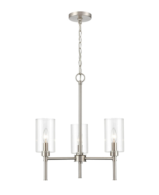Millennium Lighting Chastine 3 -Light Brushed Nickel Indoor Ribbed glass Glass Metal Chandelier