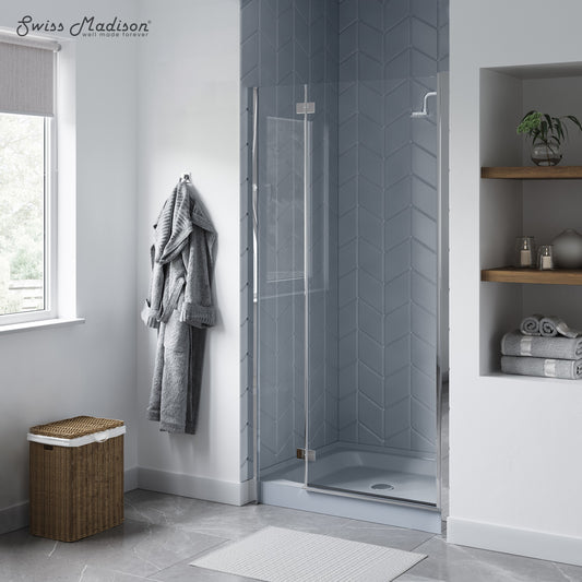 Swiss Madison Lausanne 36-in W x 36-in L Center Glossy Gray Single Threshold Square Shower Pan Base with 5.5-in H Threshold