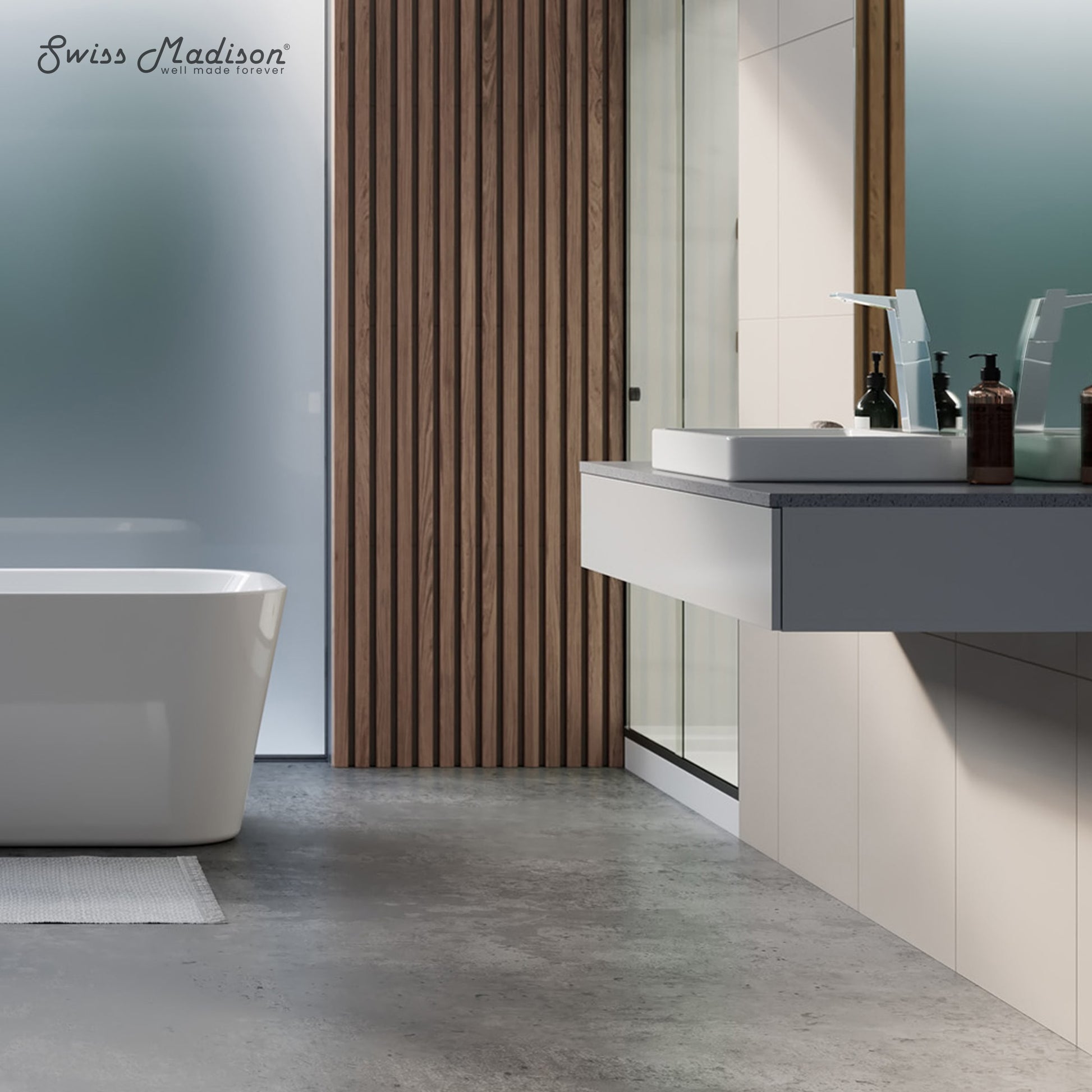 Swiss Madison Charme 36-in W x 48-in L Right Glossy White Single Threshold Rectangle Shower Pan Base with