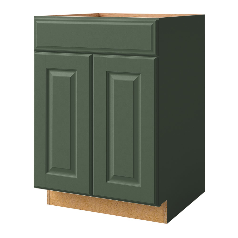 allen + roth Marston 24-in W x 34.5-in H x 24-in D Sage Sink Base Fully Assembled Cabinet Raised Panel Square