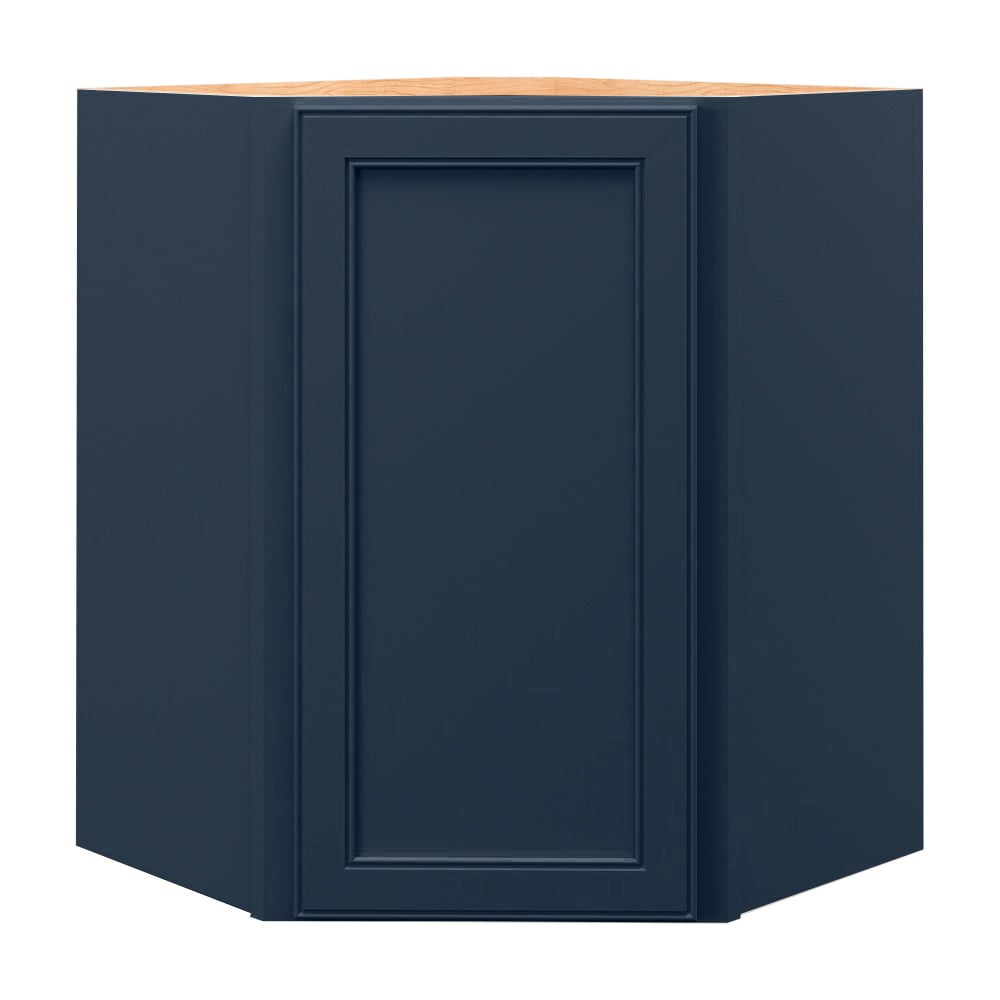 allen + roth Southam 24-in W x 30-in H x 12-in D Navy Diagonal Corner Wall Fully Assembled Cabinet Recessed Panel Square