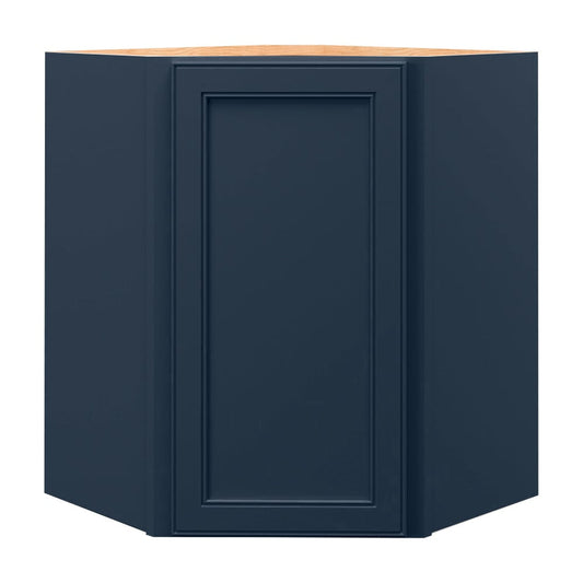 allen + roth Southam 24-in W x 30-in H x 12-in D Navy Diagonal Corner Wall Fully Assembled Cabinet Recessed Panel Square
