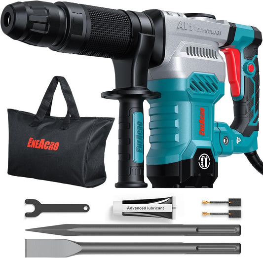 ENEACRO SDS-Max Demolition Jack Hammer for Concrete, Lightweight 11 Amp Electric Demo Chipping Hammer，Aluminum Alloy Shell, Vibration Control, Includes Grease, Tool Bag and Chisels