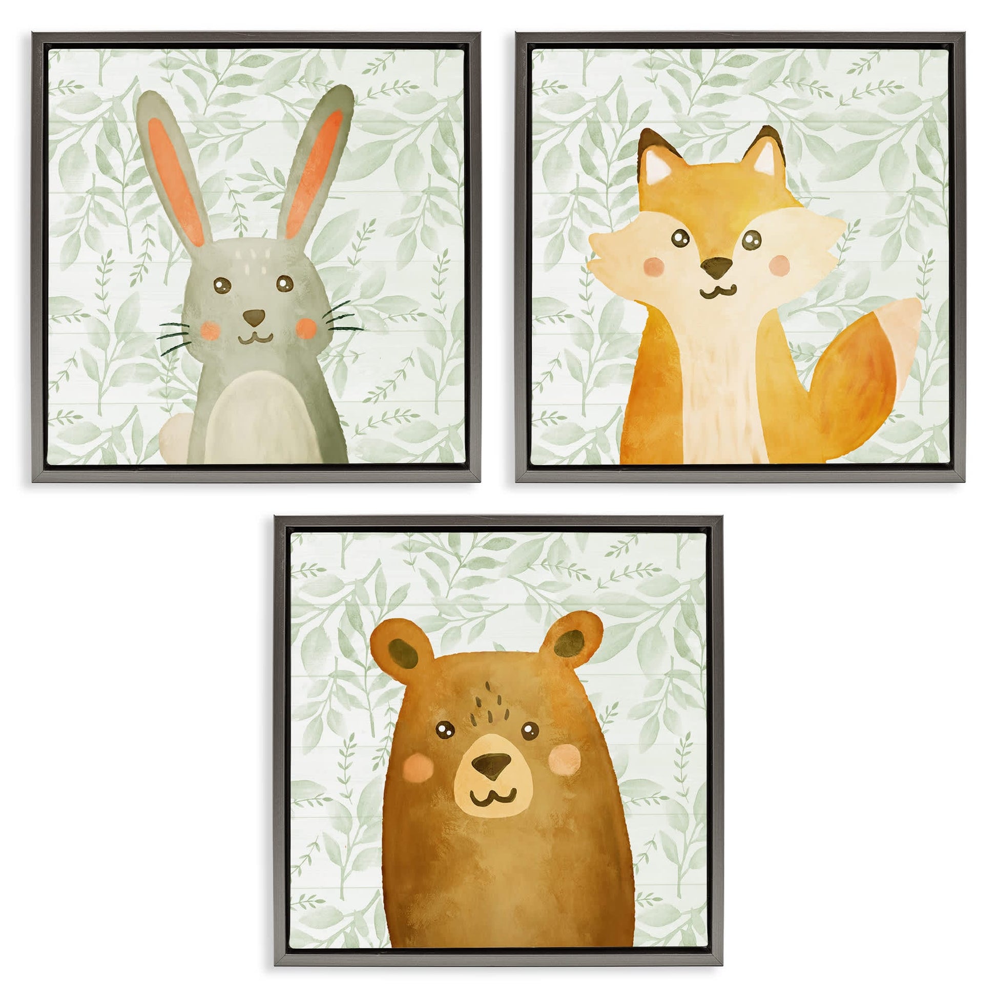 Stupell Industries  Joyful Woodland Animals 3pc Floating Frame Set Design by Kim Allen