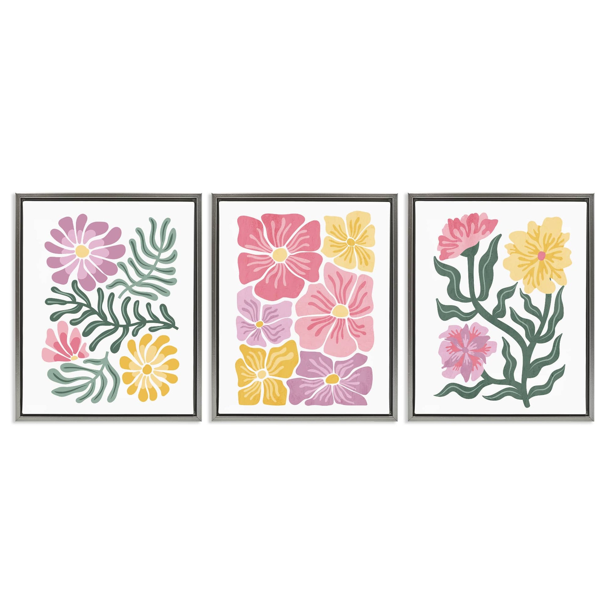 Stupell Industries  Minimal Spring Hue Flowers 3pc Floating Frame Set Design by Kim Allen