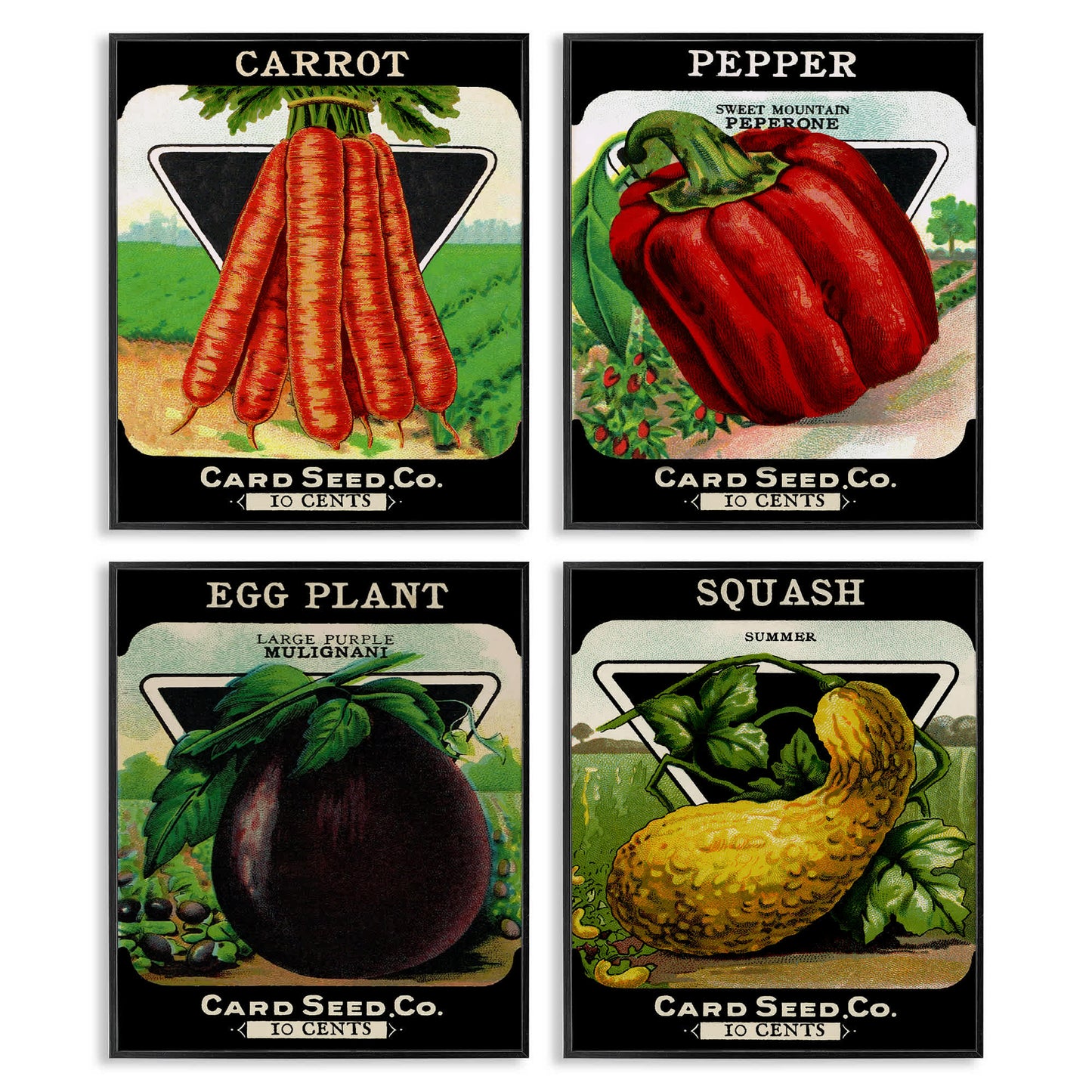 Stupell Industries  Vintage Farm Garden Vegetables 4pc Framed Giclee Set Design by Lil' Rue