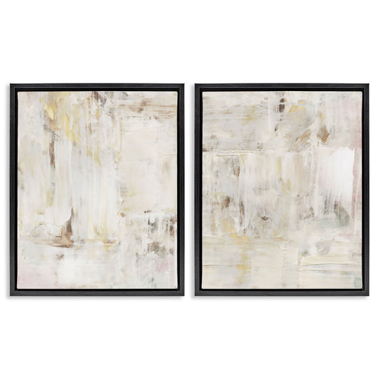 Stupell Industries  Contemporary Muted Abstracts 2 Piece Black Framed Floater Canvas Set By Victoria Barnes 31 x 25