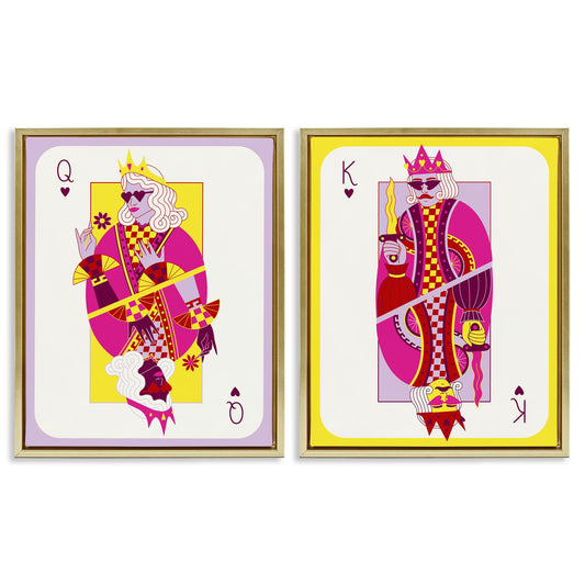 Stupell Industries  King and Queen Cards 2 Piece Gold Framed Floater Canvas Set By Grace Popp 31 x 25