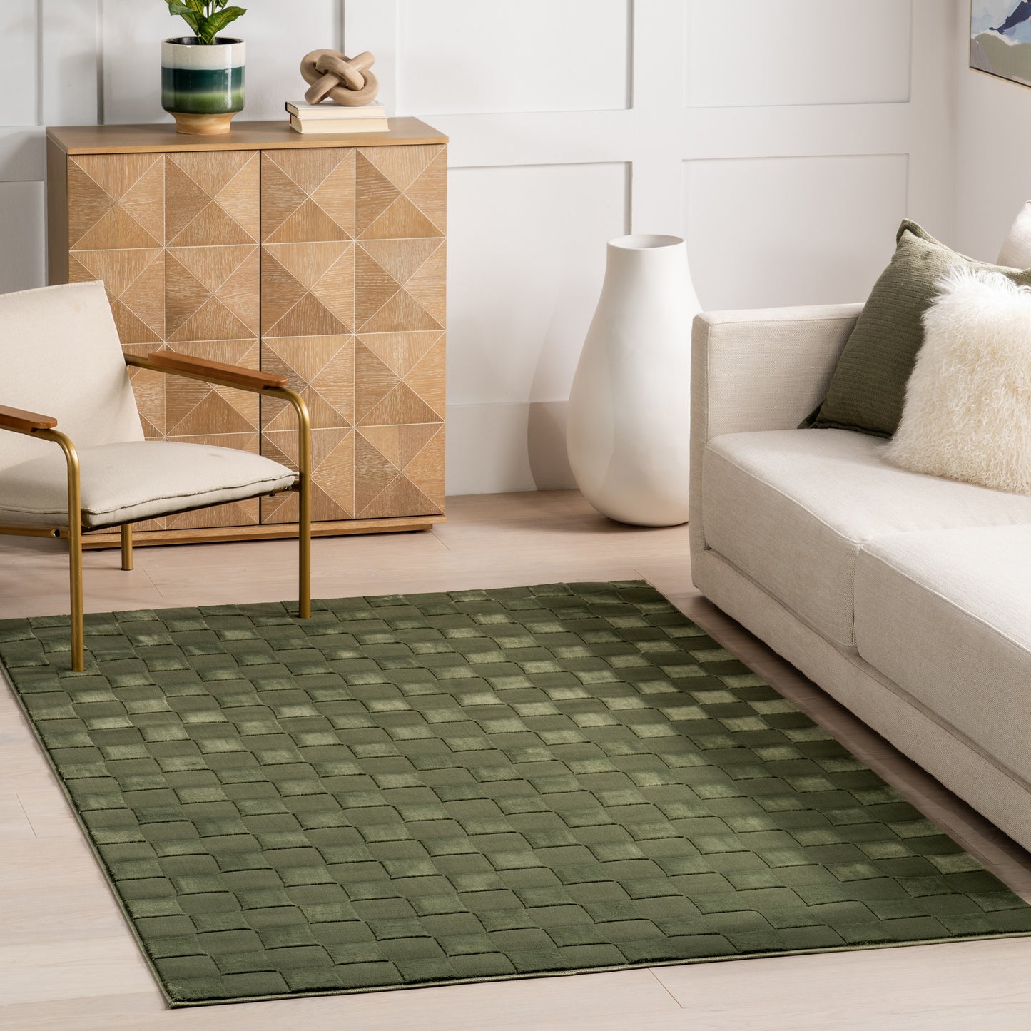 nuLOOM  Alaiya Checkered Machine Washable 6' x 9' Area Rug in Green