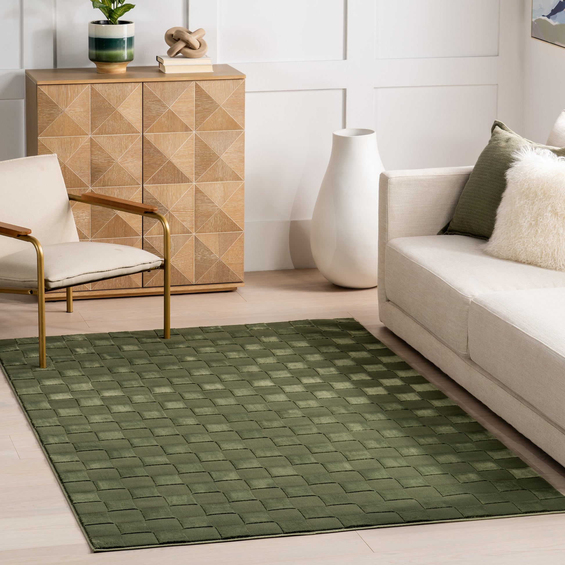 nuLOOM  Alaiya Checkered Machine Washable 6' x 9' Area Rug in Green