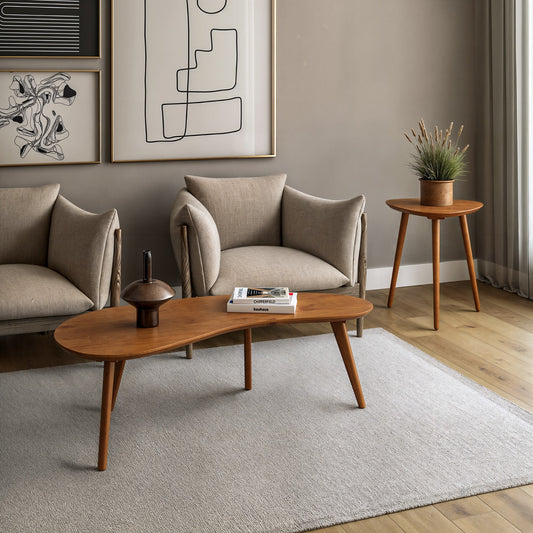 Camaflexi Midcentury Half-round Wood Castanho Pine 23-in W x 15-in H Coffee Table