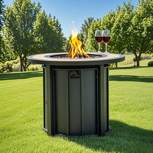 GDFStudio 30-Inch Propane Gas Fire Pit Table 50000 BTU Round Steel Fire Pit with Mosaic Ceramic Tabletop for Outside Patio Deck Garden Backyard-Black