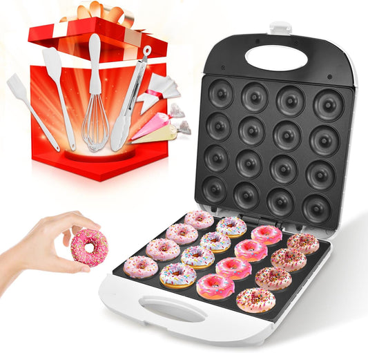 DSP All in One 2 Inch Mini Donut Maker, Non-Stick, Cool Touch, Electric Doughnut Machine for 16 Snacks & Desserts, Perfect for Birthday, Wedding, Baby Shower, Christmas, Party, Afternoon Tea
