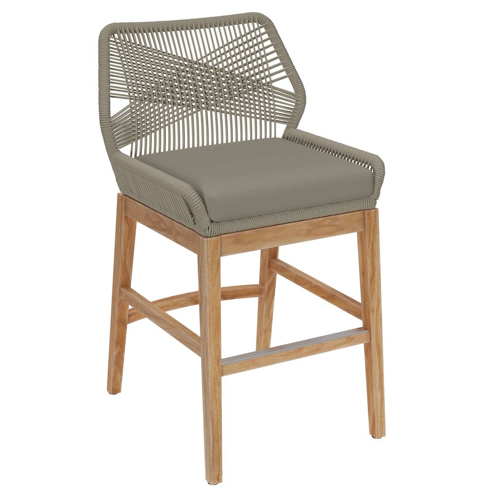 Modway Wellspring Outdoor Patio Teak and Rope Counter Stool