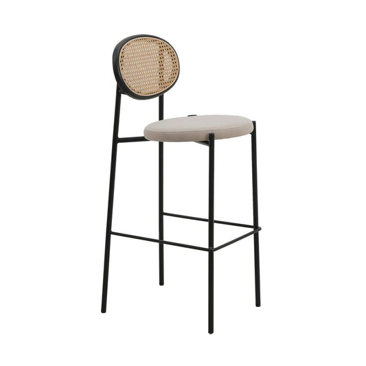 Leisuremod Euston Modern Wicker Bar Stool With Black Steel Frame