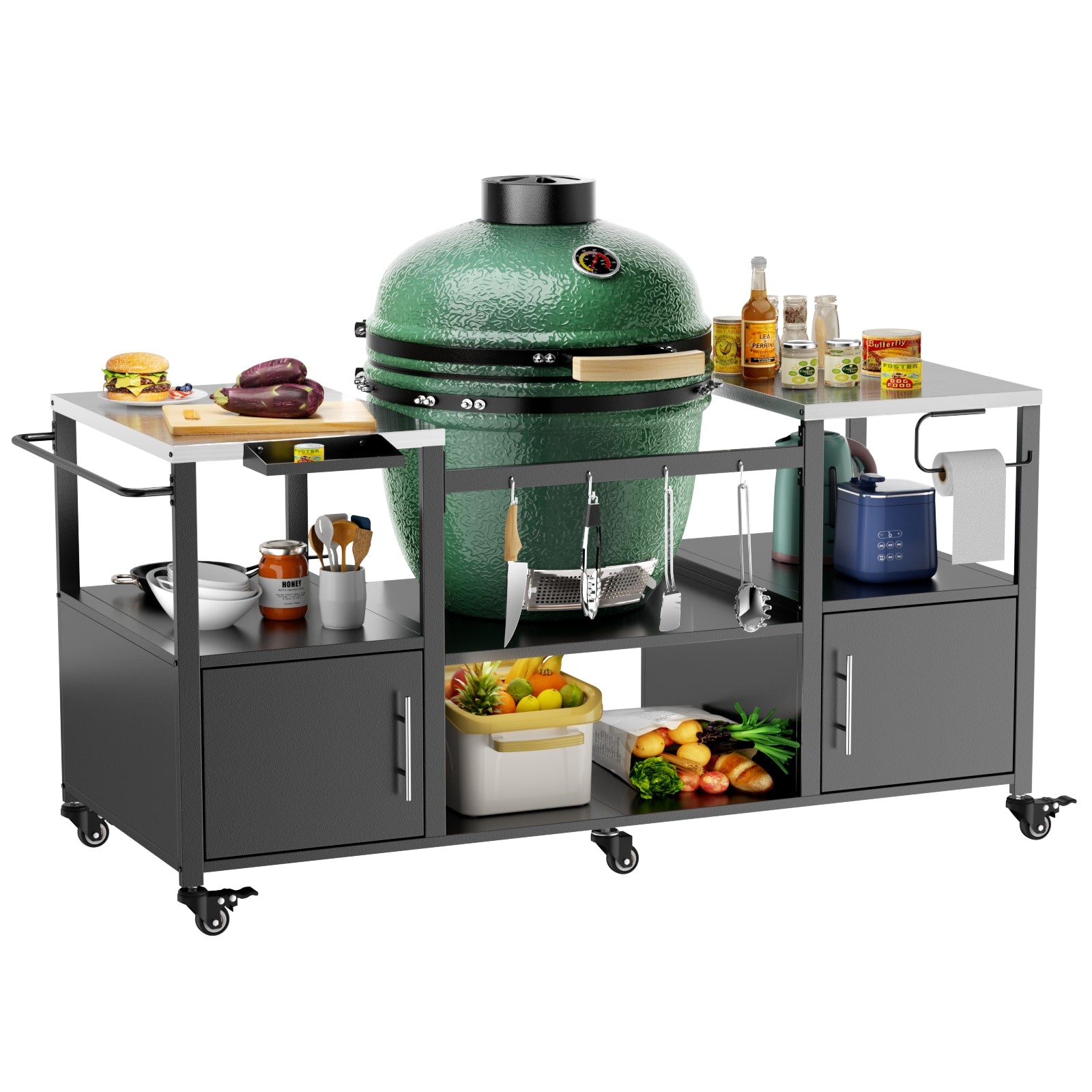 LOVMOR Outdoor Grill Table for Big Green Egg Style BBQ
