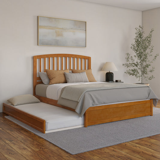 AFI Queen Light Toffee Wood Platform Bed with Headboard