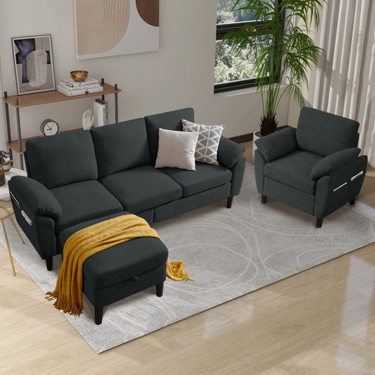 Jarenie Modern 2 -Piece Polyester/Polyester blend Black Living Room Set